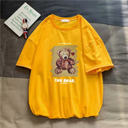 Beautiful hip-hop bear print tide brand loose short-sleeved t-shirt