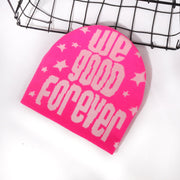 We letter single knit hat
