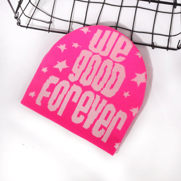 We letter single knit hat