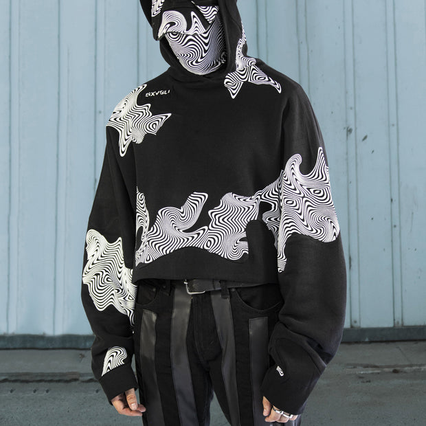 Irregular casual street sweater with water wave stripes