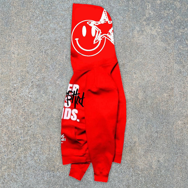 Casual Smiley Print Long Sleeve Hoodie