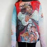 Rap King print tapestry crew neck sweatshirt