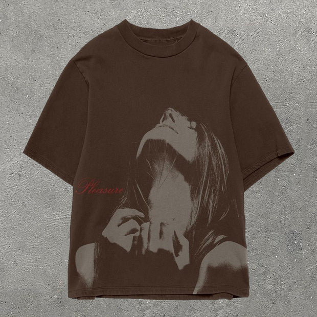 Casual Girl Print Short Sleeve T-Shirt