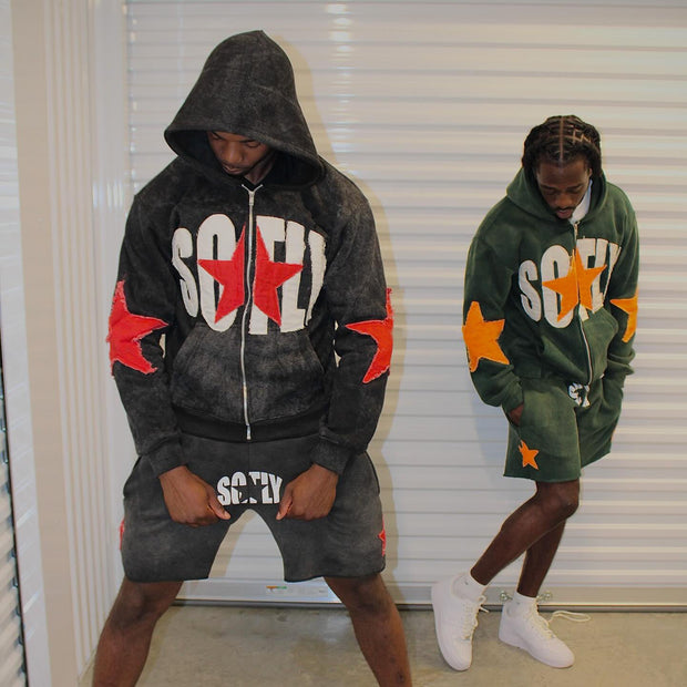 Lucky Zip-Up Hoodie Shorts Two-Piece Set