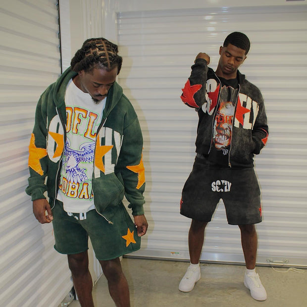 Lucky Zip-Up Hoodie Shorts Two-Piece Set