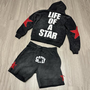 Lucky Zip-Up Hoodie Shorts Two-Piece Set