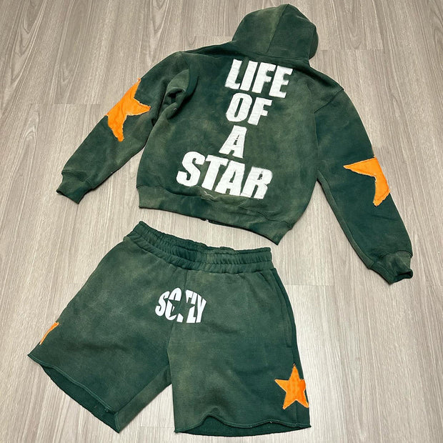 Lucky Zip-Up Hoodie Shorts Two-Piece Set