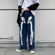 Personalized printed loose drape denim trousers