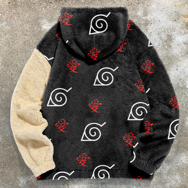 Trendy Cloud Print Plush Street Hoodie