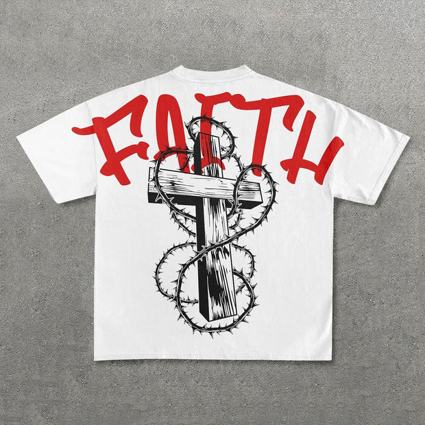 Faith Cross Print Short Sleeve T-Shirt