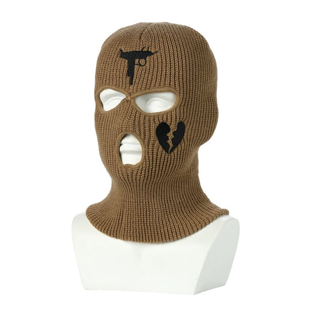 Knitted Ski Hat Outdoor Cycling Three Hole Mask Balaclava Head Cover