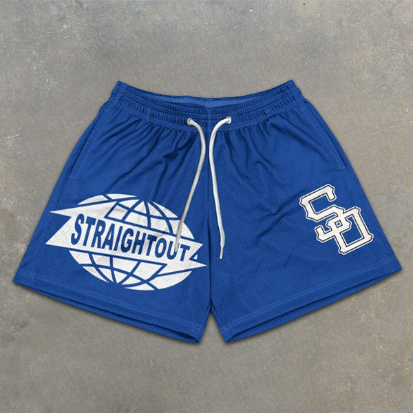 graphic print elastic shorts