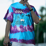 Retro cartoon personality tie-dye printed short-sleeved T-shirt