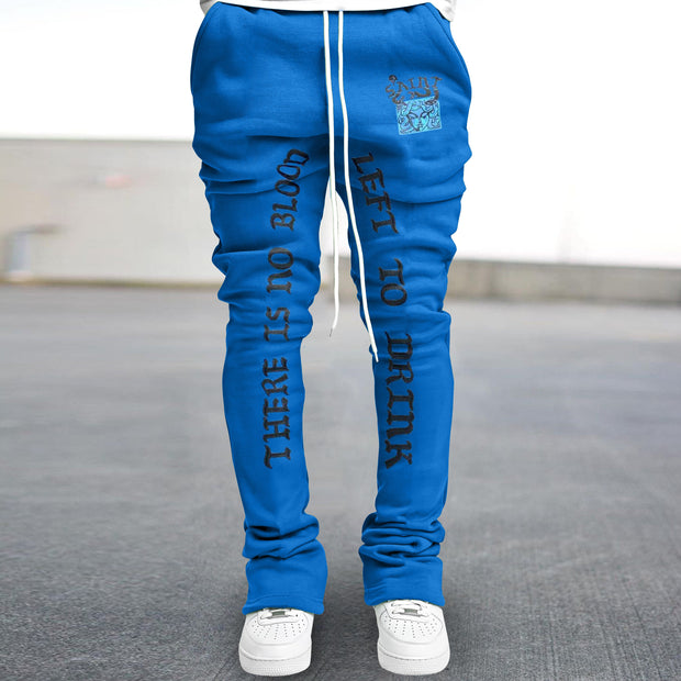 Street fashion print slim fit flared trousers