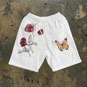 Retro oil painting print casual street shorts