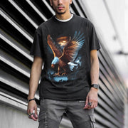 Street style short sleeve rock eagle print T-shirt