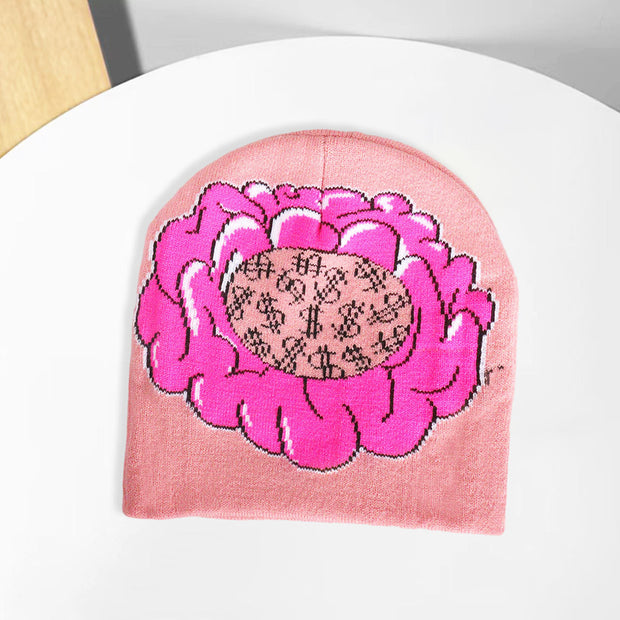 Trendy printed street warm pattern multi-color couple hat