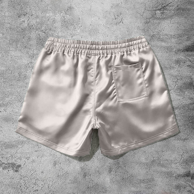 Orange art print casual shorts