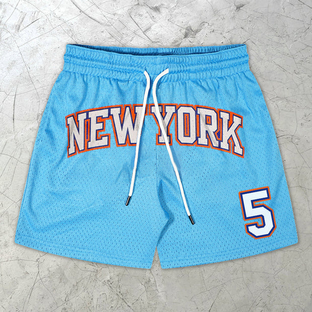 New York Alphabet Fashion Street Mesh Shorts