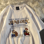 Ami khaki American retro bear short-sleeved t-shirt