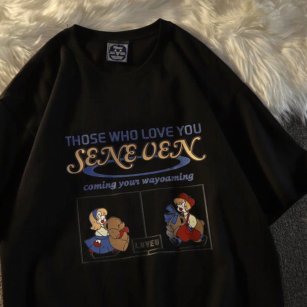 Ami khaki American retro bear short-sleeved t-shirt