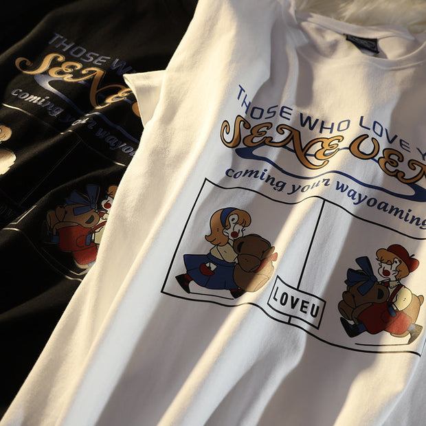 Ami khaki American retro bear short-sleeved t-shirt