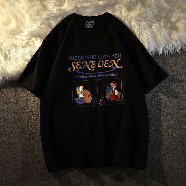 Ami khaki American retro bear short-sleeved t-shirt