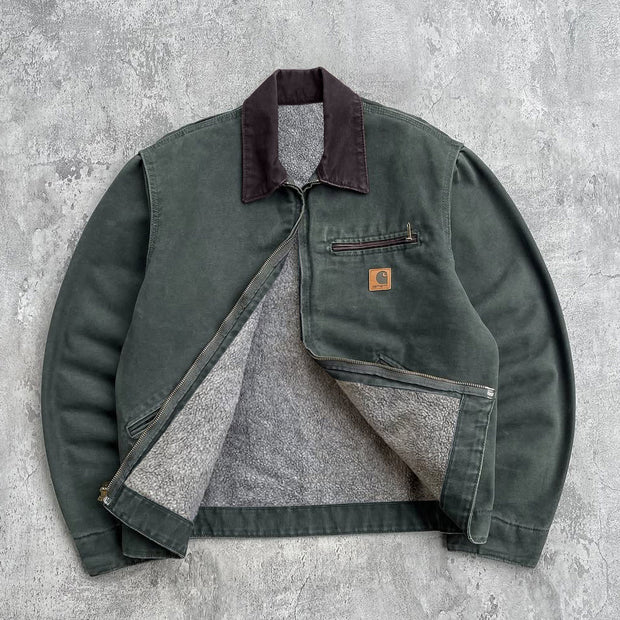 Contrast Color Long Sleeve Zipper Plush Jacket