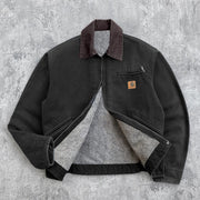 Contrast Color Long Sleeve Zipper Plush Jacket