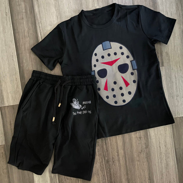 Retro Spoof Fashion Casual Short Sleeve Suit
