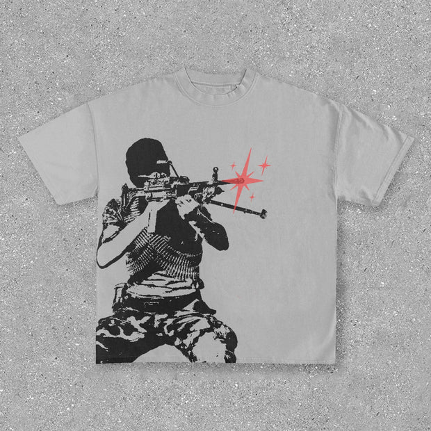 Fashionable and personalized soldier round neck short-sleeved T-shirt