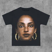 Basic Sade Adu Print Short Sleeve T-Shirt