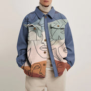 Fashion retro print lapel contrast coat