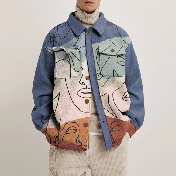 Fashion retro print lapel contrast coat