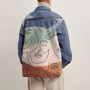 Fashion retro print lapel contrast coat