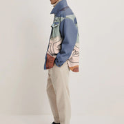 Fashion retro print lapel contrast coat