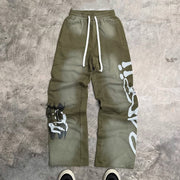 Green Casual Vintage Washed Heavyweight Sweatpants