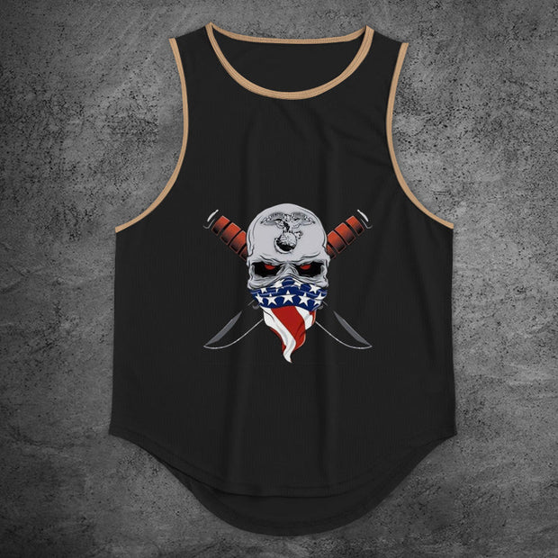 Statement Street Style Skull Print Track Tank Top