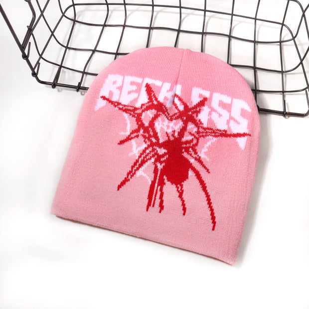Jacquard Casual Warm All-match Spider Web Pattern Beanie Hat