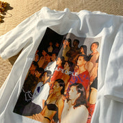 American retro print short-sleeved loose casual all-match T-shirt