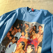 American retro print short-sleeved loose casual all-match T-shirt