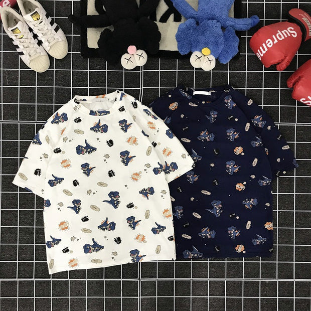 Tide brand cartoon loose printed t-shirt