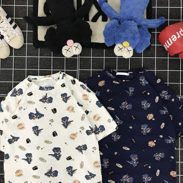 Tide brand cartoon loose printed t-shirt