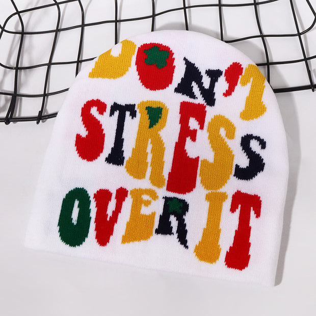 Personalized all-match letter jacquard knitted hat