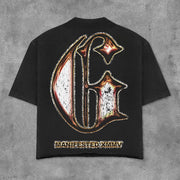 Fashion Victory Cheer Print Short Sleeve T-Shirt