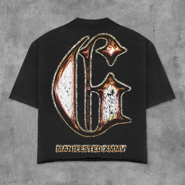 Fashion Victory Cheer Print Short Sleeve T-Shirt