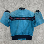 Vintage zipper long sleeve stand collar lined jacket