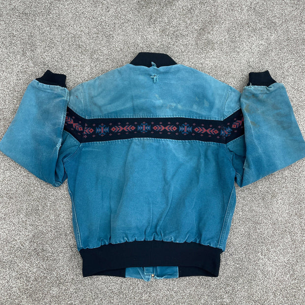 Vintage zipper long sleeve stand collar lined jacket