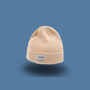 Letter double label woolen warm knitted hat