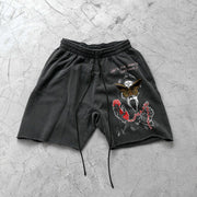 Retro Personality Casual Screaming Print Loose Shorts